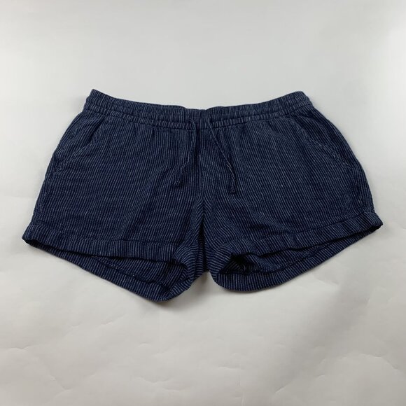 Old Navy Dark Pinstripe Linen Blend Pull On Shorts L - Picture 1 of 6